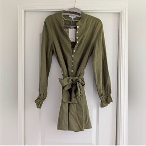Fate new with tags Olive Green Button-Up belted mini dress